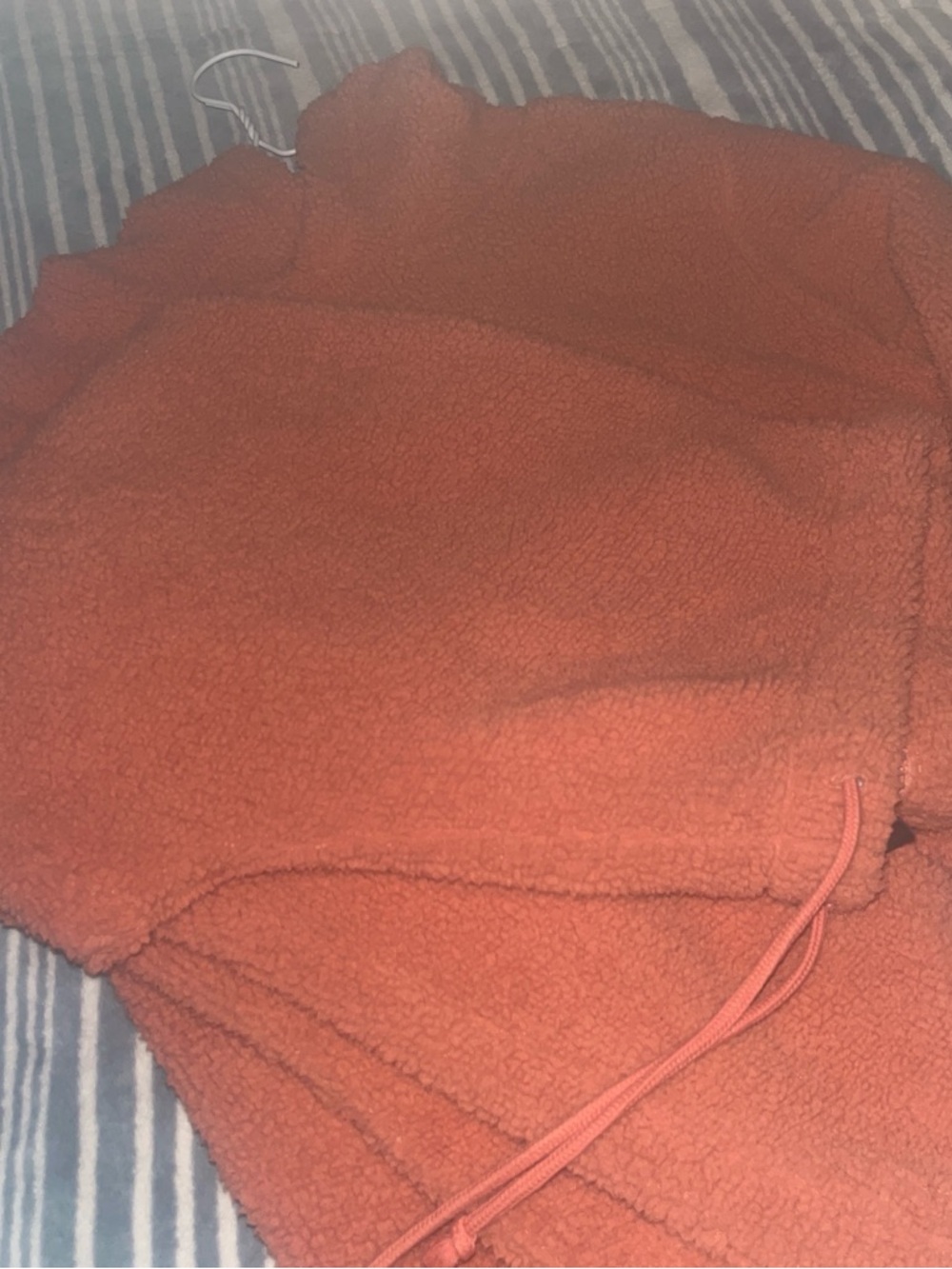 Soft Orange Sherpa Half-Zip Pullover with Drawcord